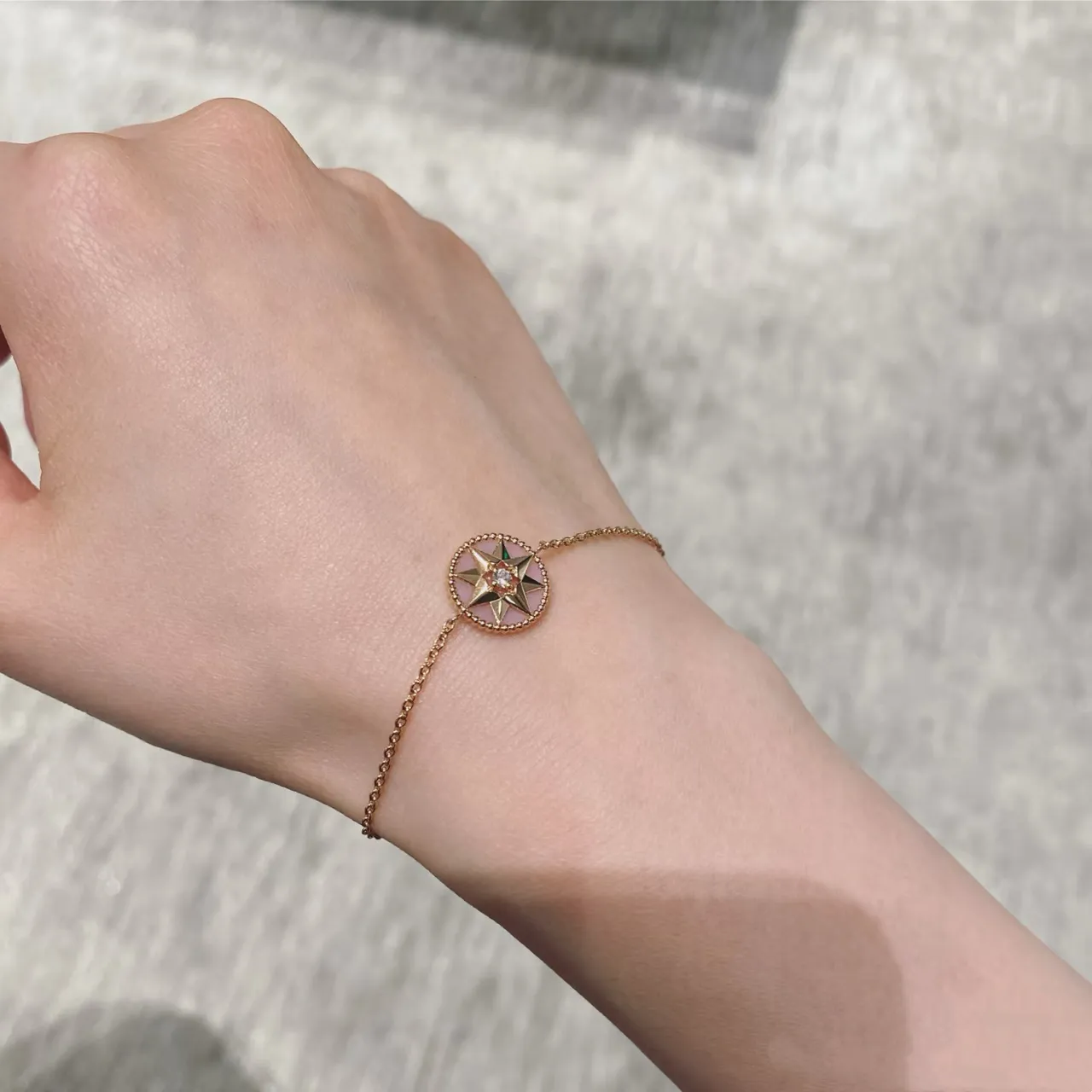 Gold Pink Chain Circular Compass-Star Pendant Necklace 8