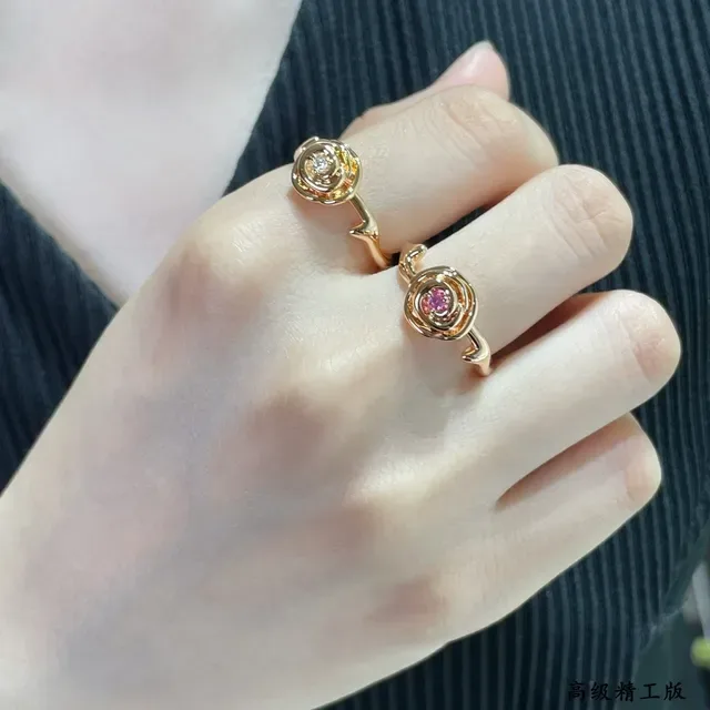 Anneau Motif Floral Spirale Or Rose 8