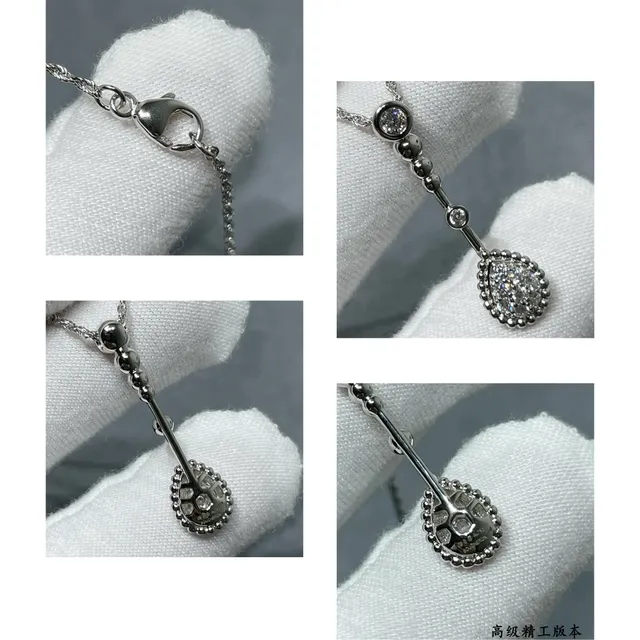 Gold Rope Chain Teardrop Pavé Pendant Necklace 2