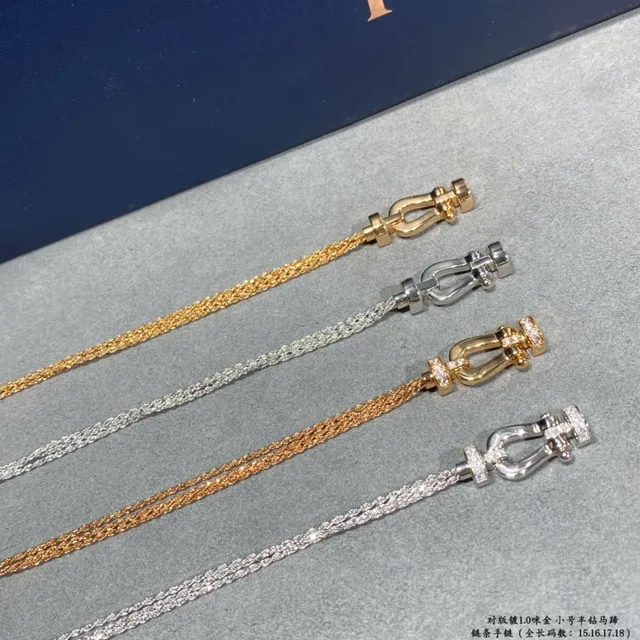 Gold Silver Chain-Link Horseshoe Clasp Bracelet 3