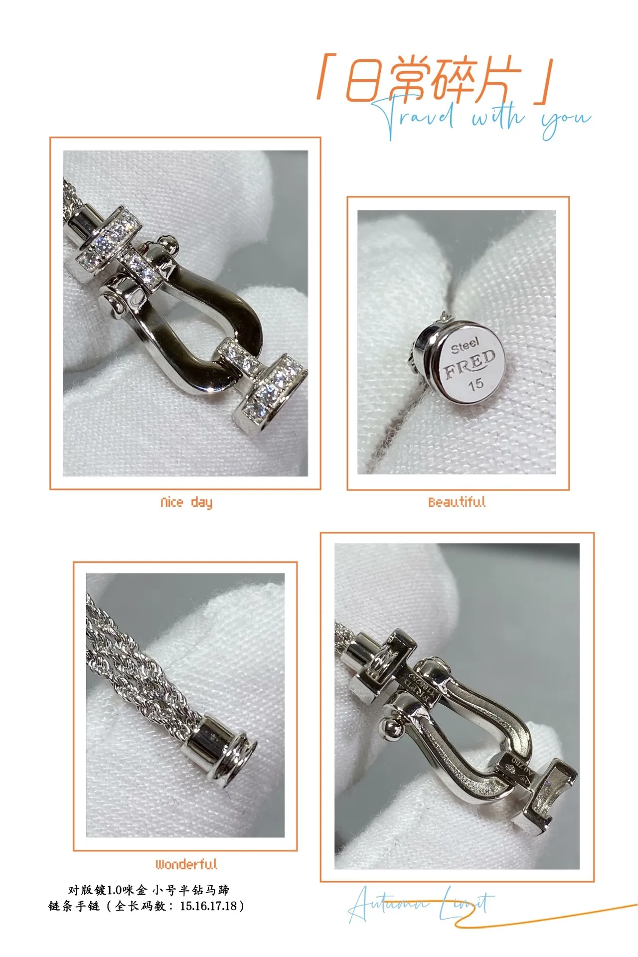 Gold Silver Chain-Link Horseshoe Clasp Bracelet 7