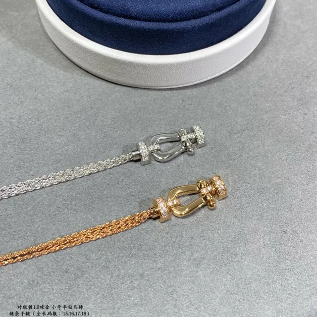 Gold Silver Chain-Link Horseshoe Clasp Bracelet 9