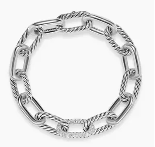 Gold Silver Chunky Oval Links Twisted Rope Detailing Bracelet 9