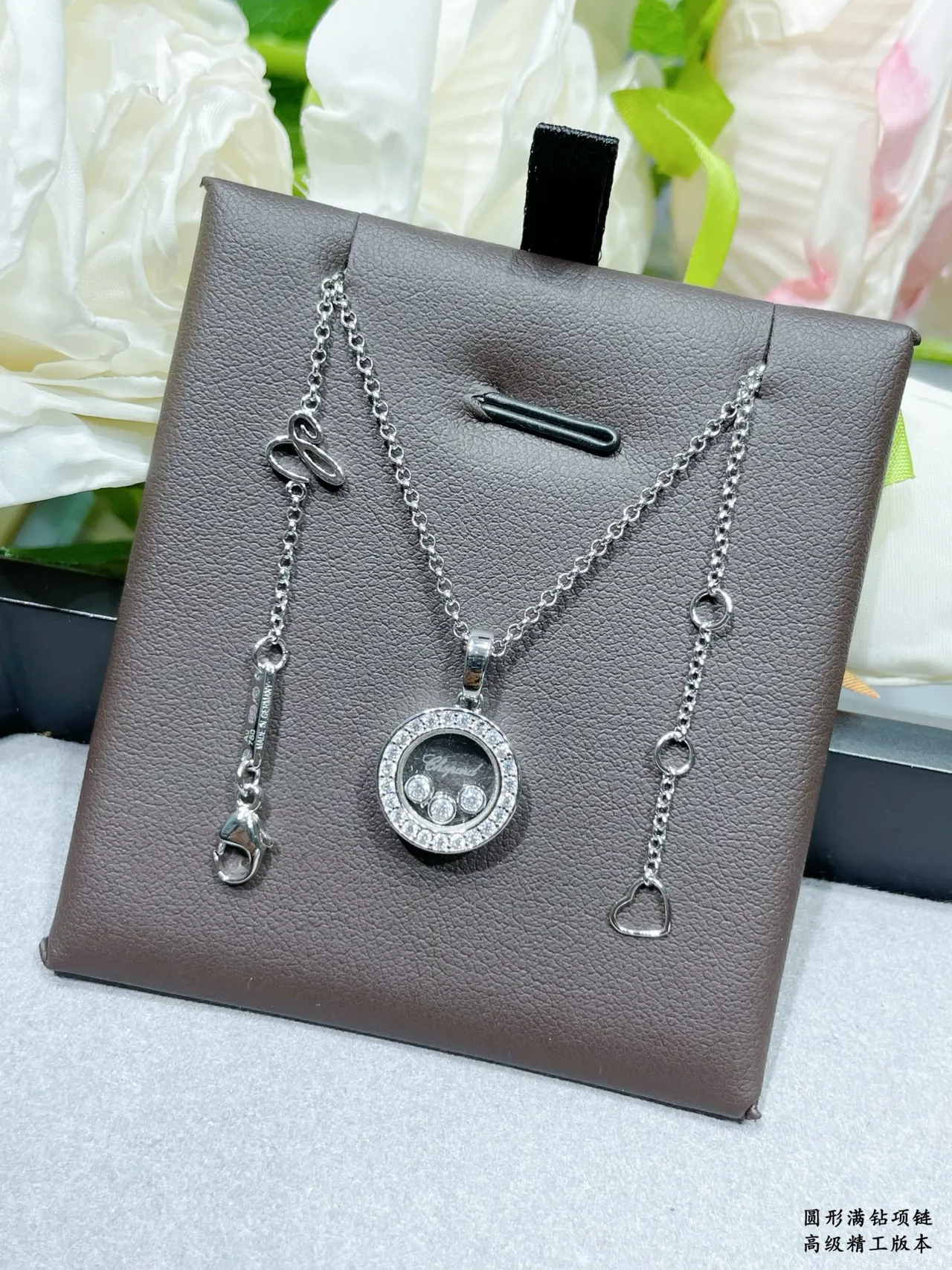 or argent circulaire rotatif charm pendant bélière diamants pavé collier 3