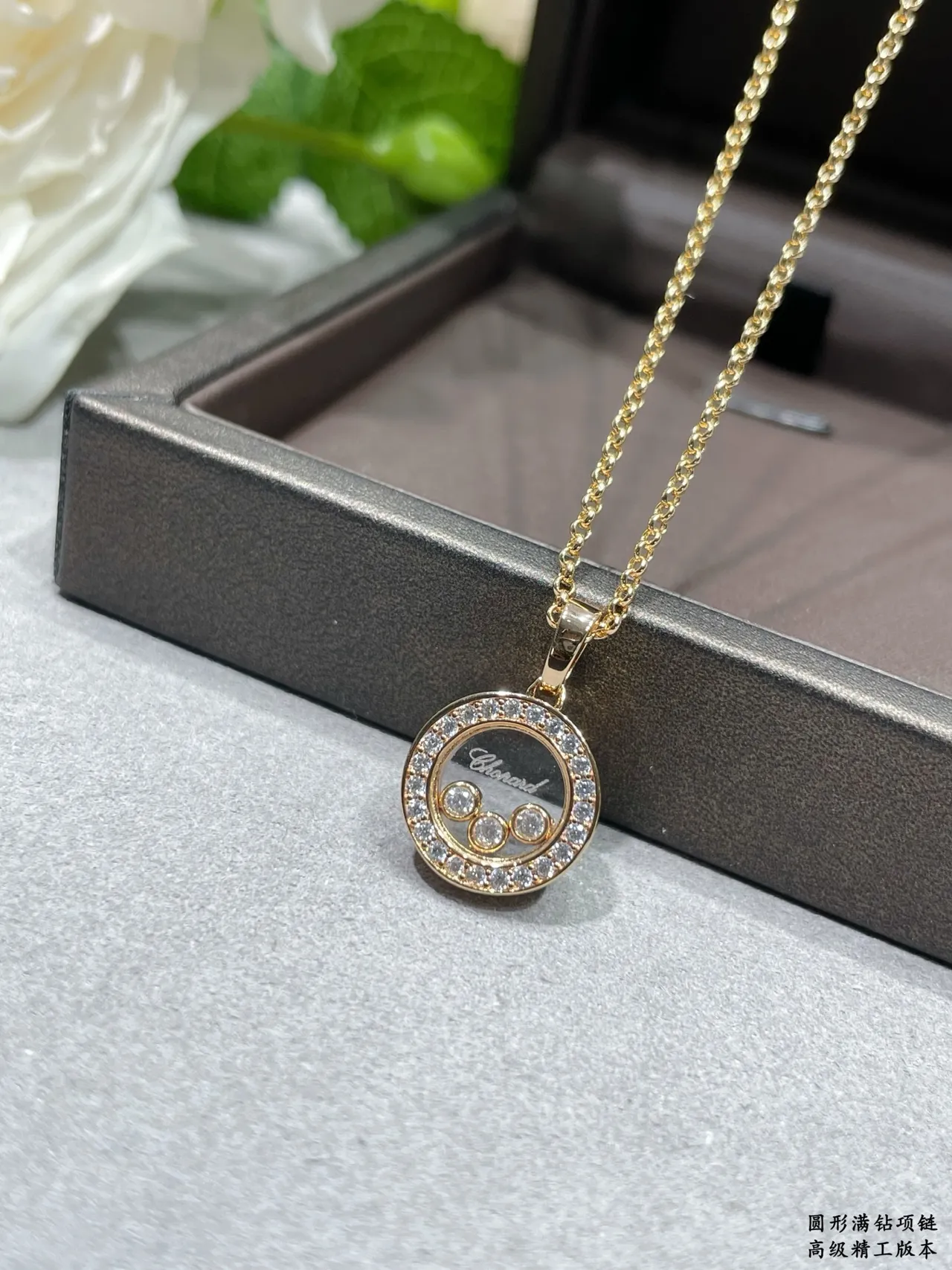 or argent circulaire rotatif charm pendant bélière diamants pavé collier 6