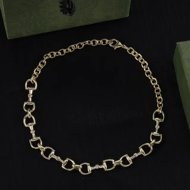 Gold Silver Horsebit-Link Chain Metal Necklace 5