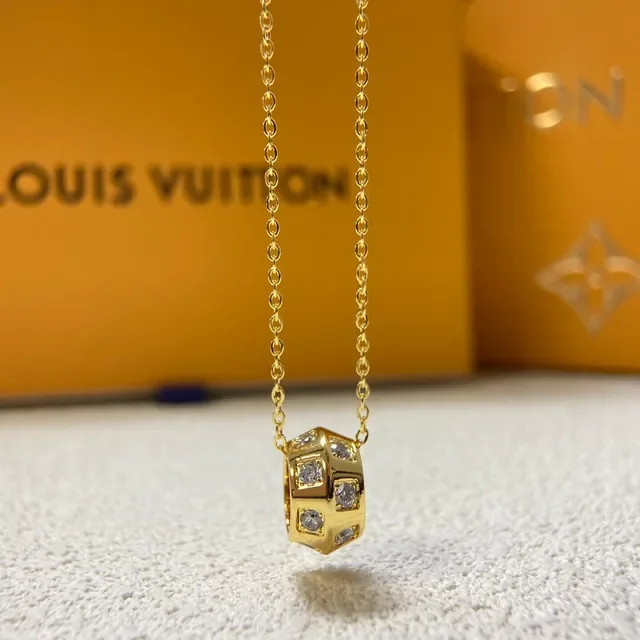 Gold Silver Rose Gold Barrel Charm Pavé Stone Necklaces 5