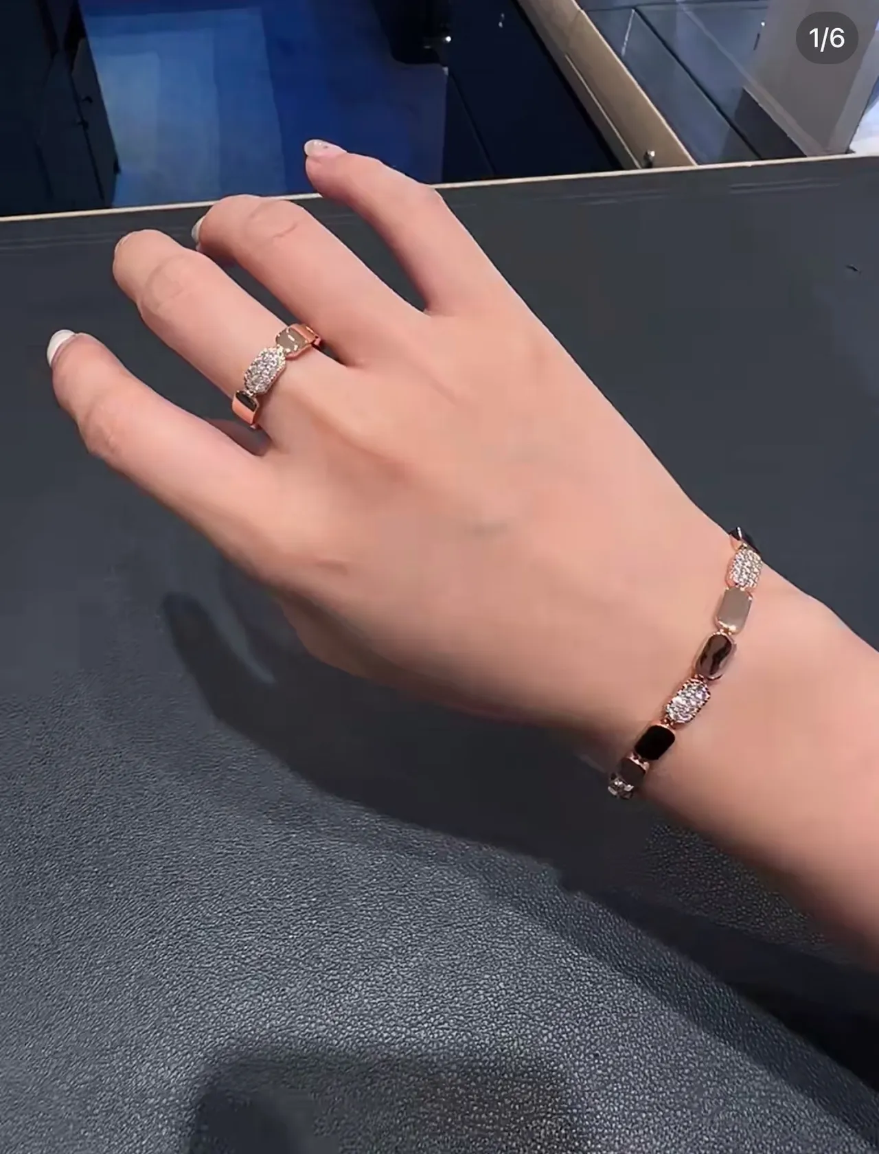 Gold-Tone Alternating Pavé and Smooth Link Bracelet 4