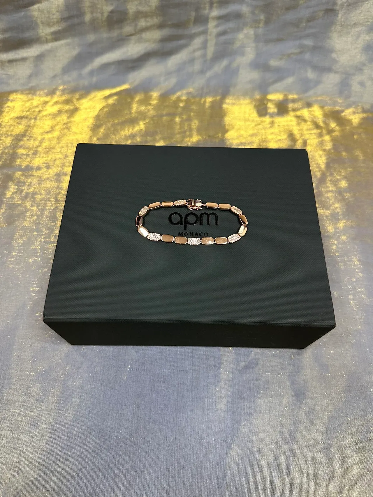 Gold-Tone Alternating Pavé and Smooth Link Bracelet 5