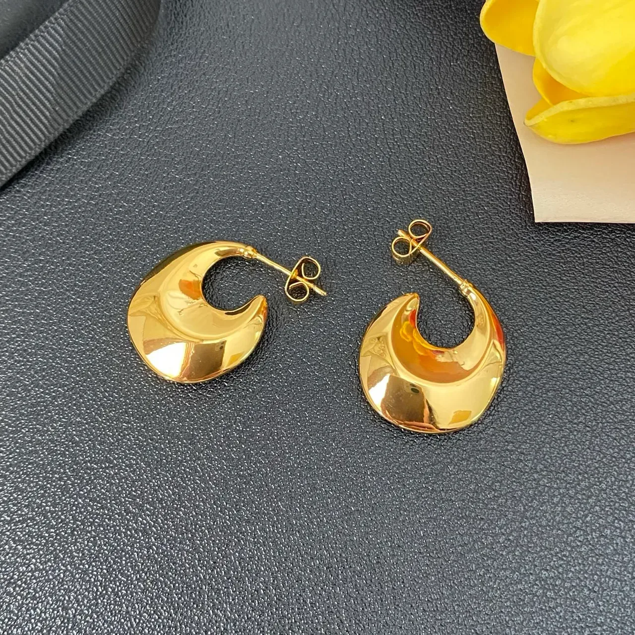 Gold-Tone Crescent Hoop Earrings 4