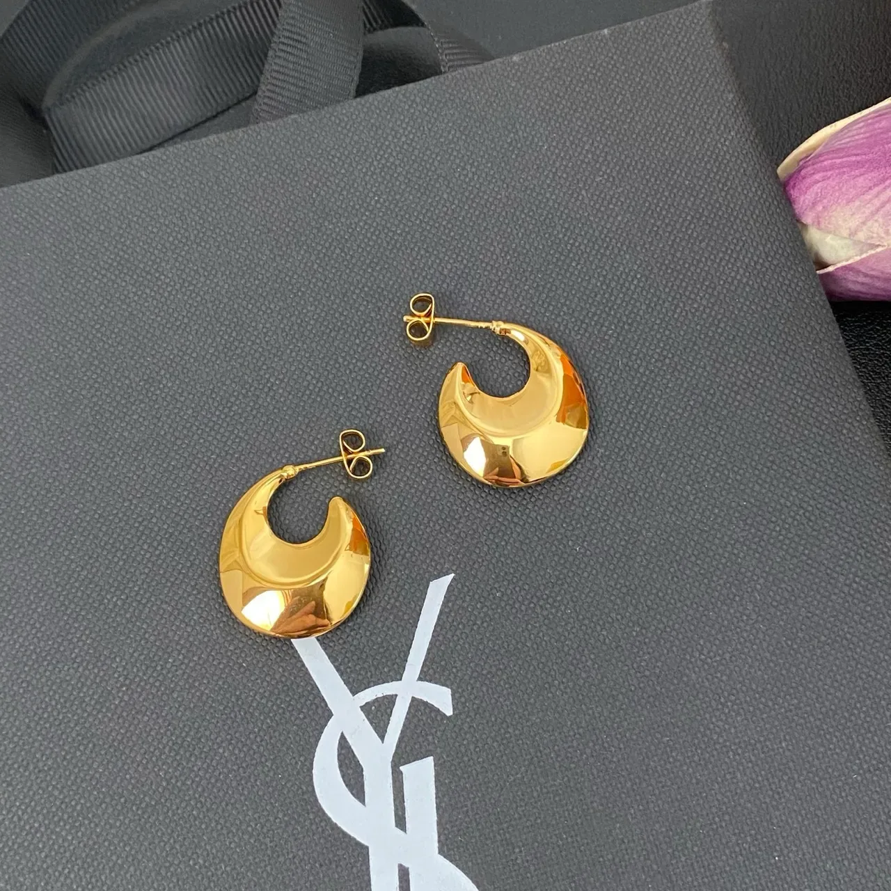 Gold-Tone Crescent Hoop Earrings 7
