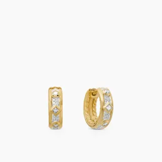 Brincos de tom dourado com diamantes, corda retorcida e aro geométrico