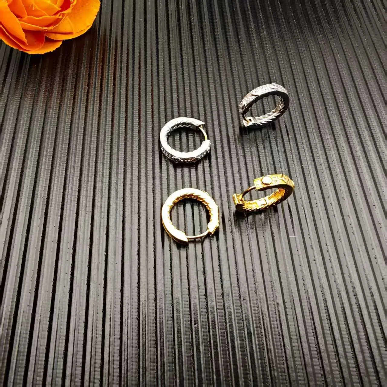 Gold-Tone Diamond-Set Twisted Rope and Geometric Hoop Earrings 5