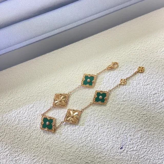 Gold-Tone Quatrefoil Floral Enamel Charm Bracelets 3
