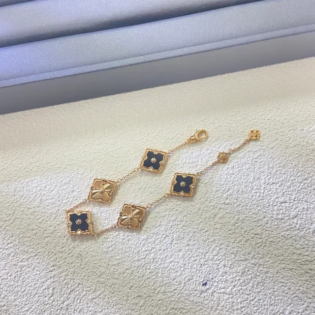 Gold-Tone Quatrefoil Floral Enamel Charm Bracelets 4