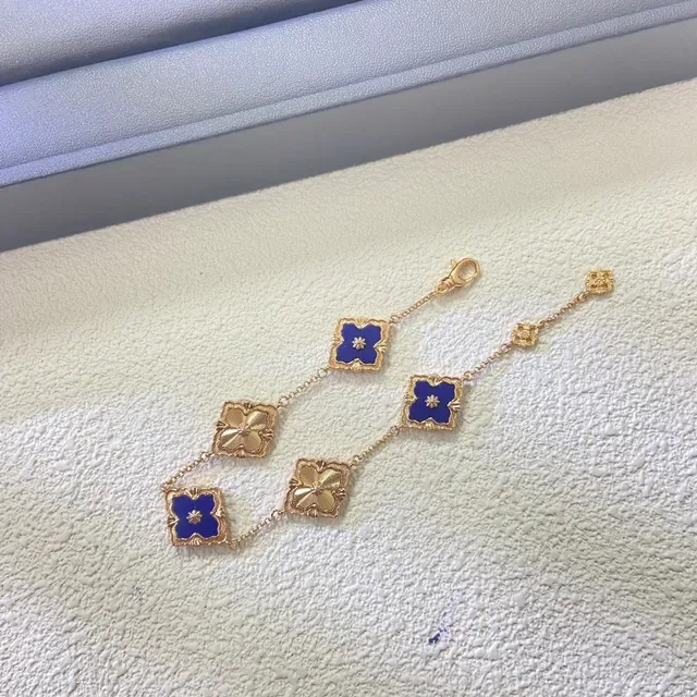 Gold-Tone Quatrefoil Floral Enamel Charm Bracelets 5