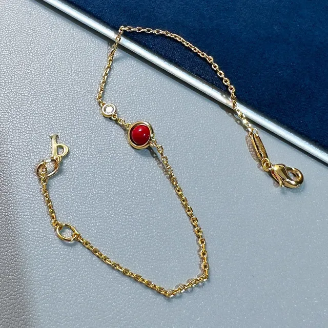 Gold-Tone Turquoise and Clear Stone Chain Bracelet 3