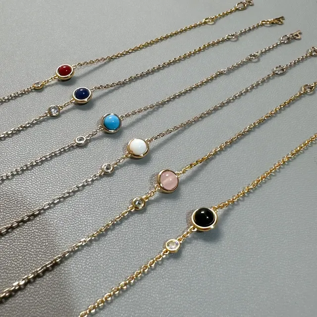 Gold-Tone Turquoise and Clear Stone Chain Bracelet 8