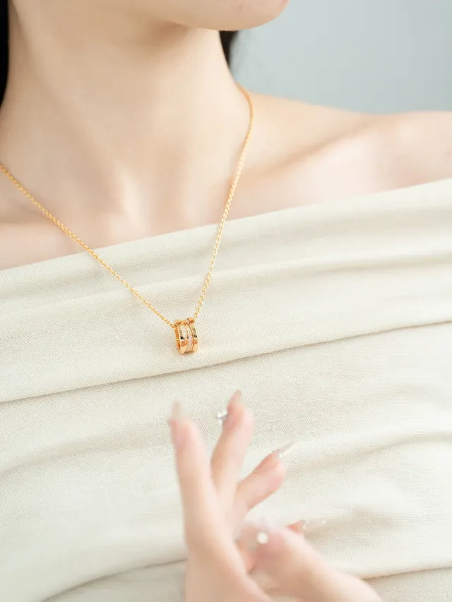 Gold-Tone Twisted Multi-Band Pavé Pendant Necklace 2