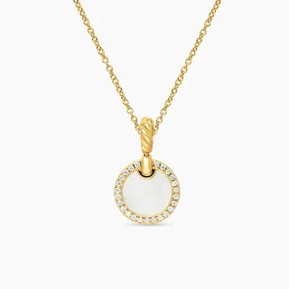 Collier Chaîne Dorée Blanche Pendentif Circulaire