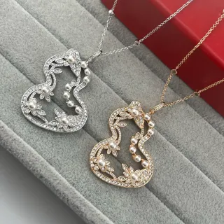 Colliers pendentifs en forme de gourde fleuris avec perles et pavé