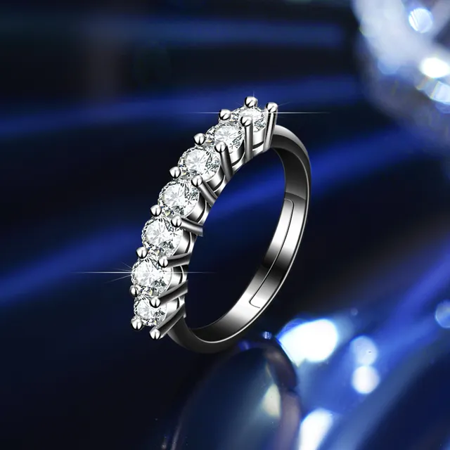 GRA Moissanite Solitaire Silver White Six-Prong Setting Ring 9