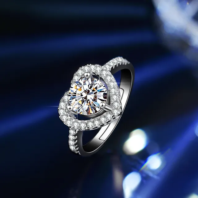 GRA Moissanite Solitaire Silver White Six-Prong Setting Ring 11