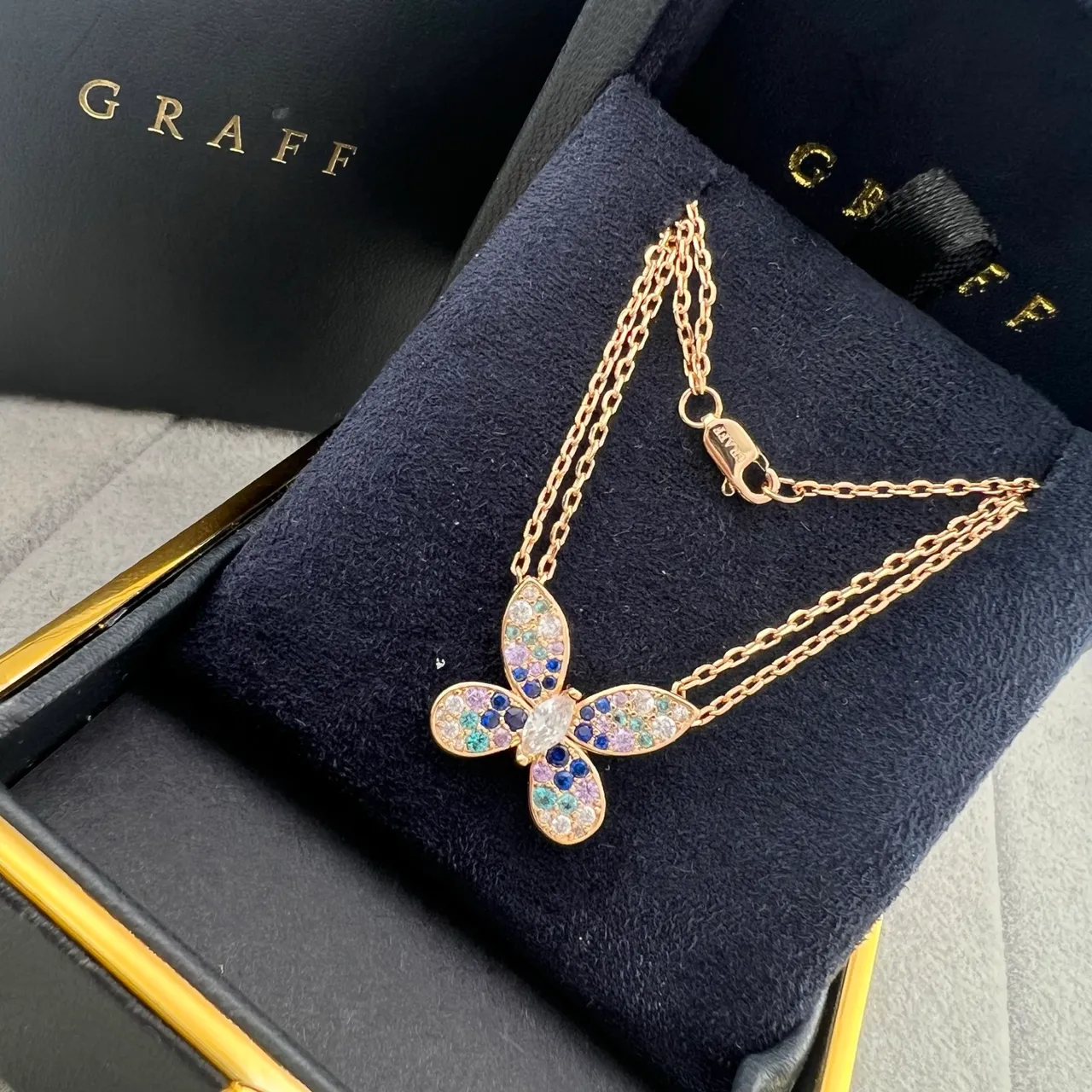Graff Butterfly Multicolor Gemstone Pendant Necklaces 3