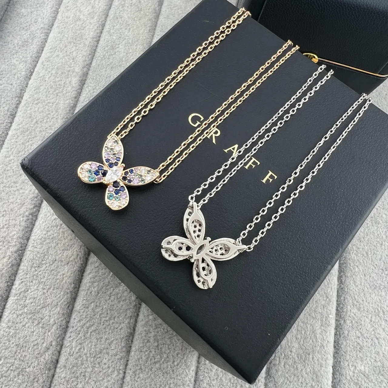 Graff Butterfly Multicolor Gemstone Pendant Necklaces 5