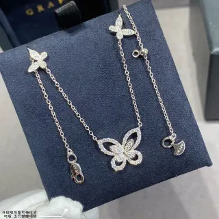 Graff Cinco Mariposas Plata Blanca Pavé-Set Collar de Diseño con Colgante
