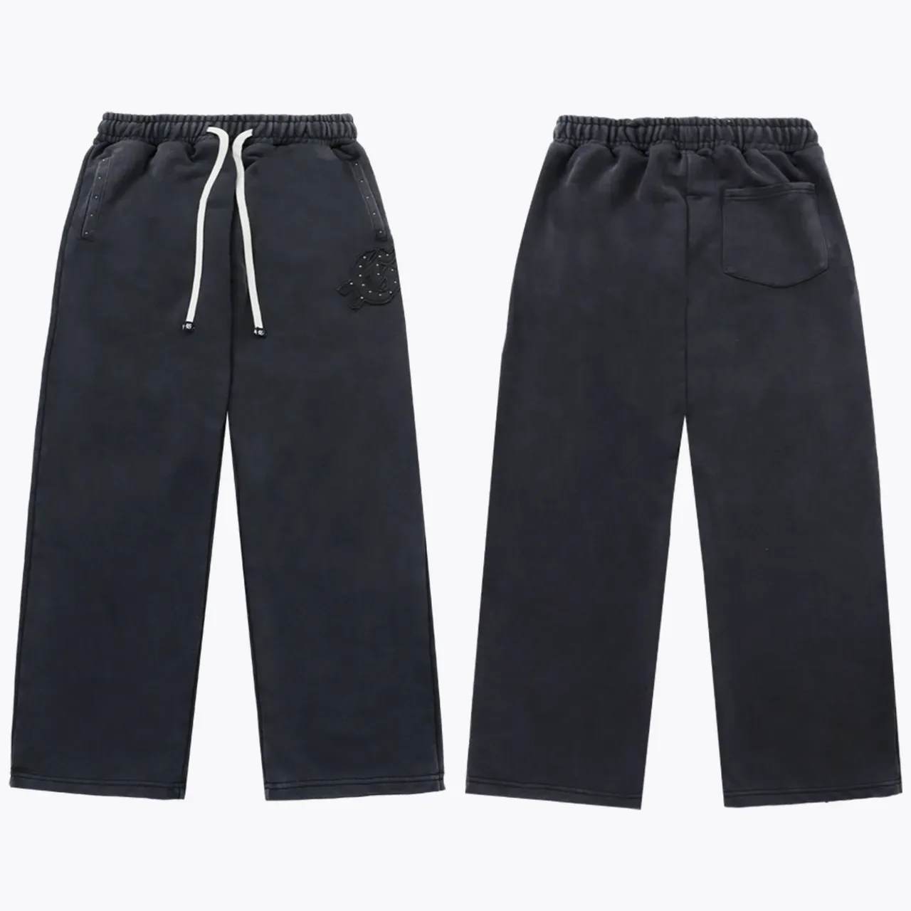 Hoodie gris et noir à fermeture éclair complète et logo brodé 7