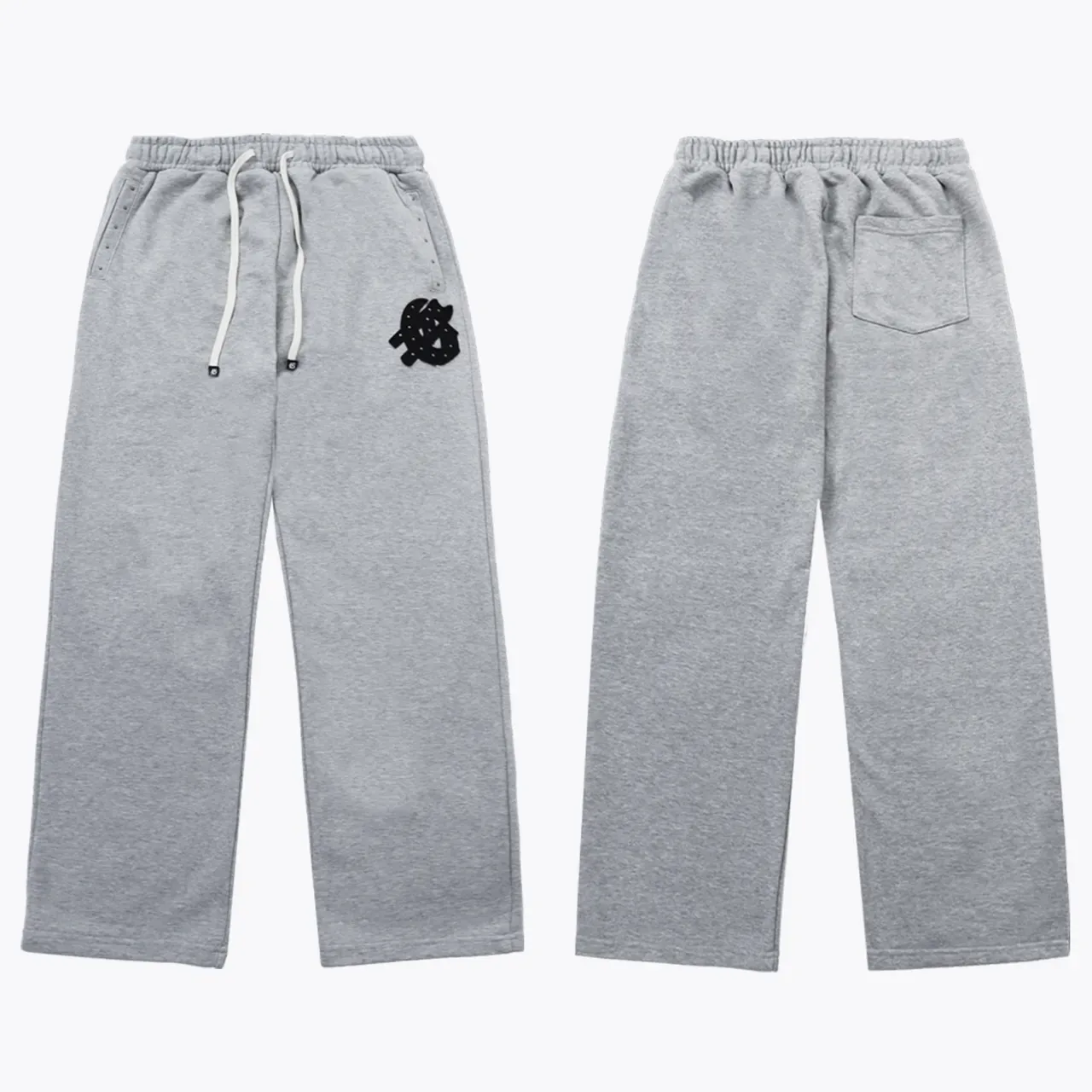 Hoodie gris et noir à fermeture éclair complète et logo brodé 8
