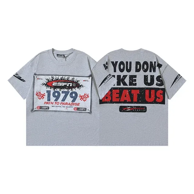 Gray Oversized Graphic Print T-Shirt 4
