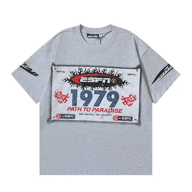 Gray Oversized Graphic Print T-Shirt 5