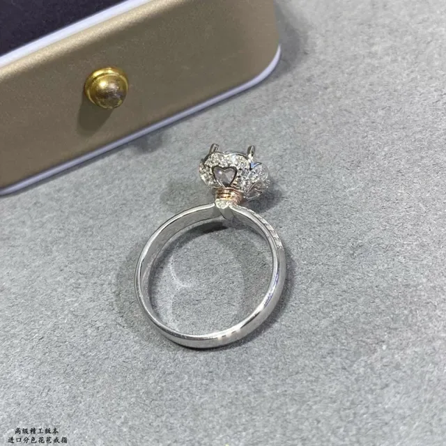 Halo Setting Round Brilliant Center Stone Silver-Toned Ring 5