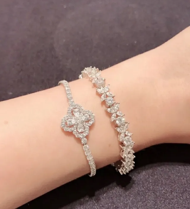 Harry Winston Diamond Quatrefoil Pavé Bracelet 7