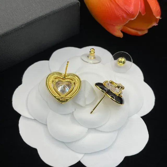 Heart-Shaped Enamel and Crystal Stud Earrings 5