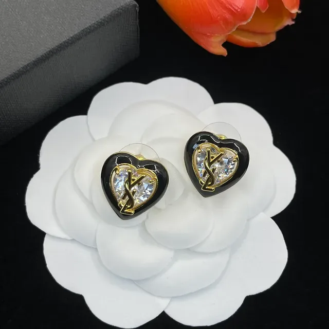 Heart-Shaped Enamel and Crystal Stud Earrings 7