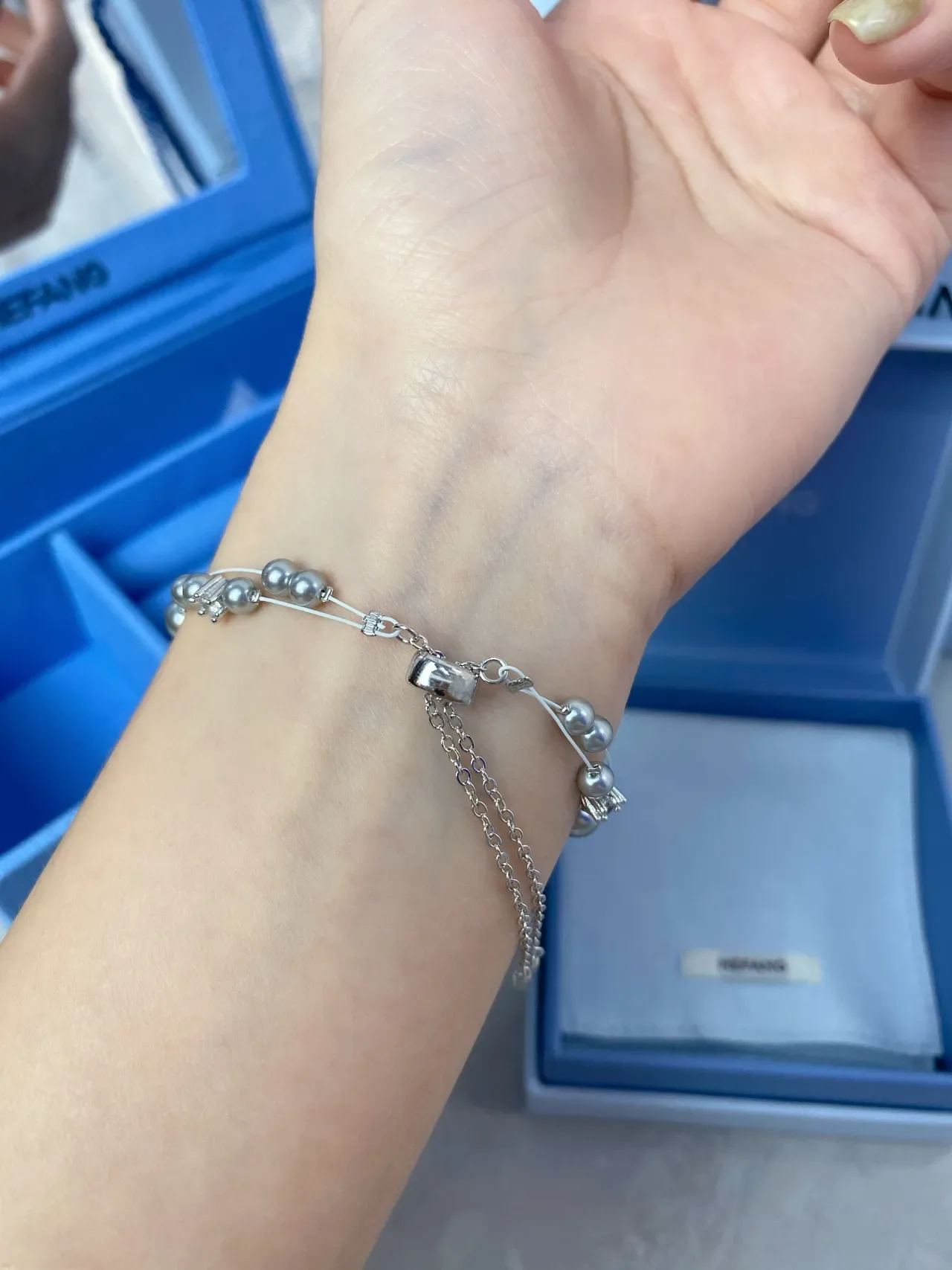 HEFANG Pearl and Star Charm Silver-Tone Bracelet 6