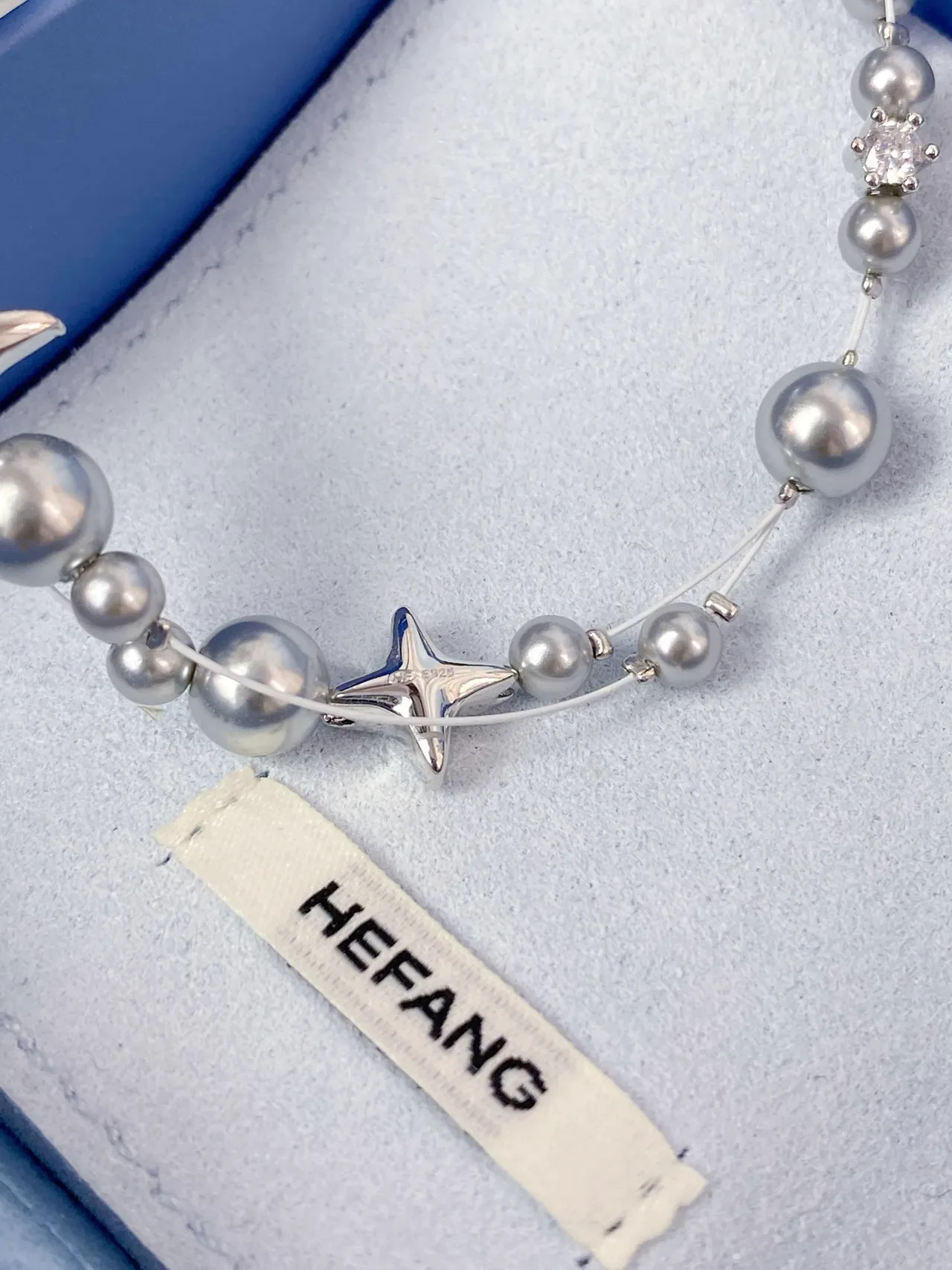 HEFANG Pearl and Star Charm Silver-Tone Bracelet 7