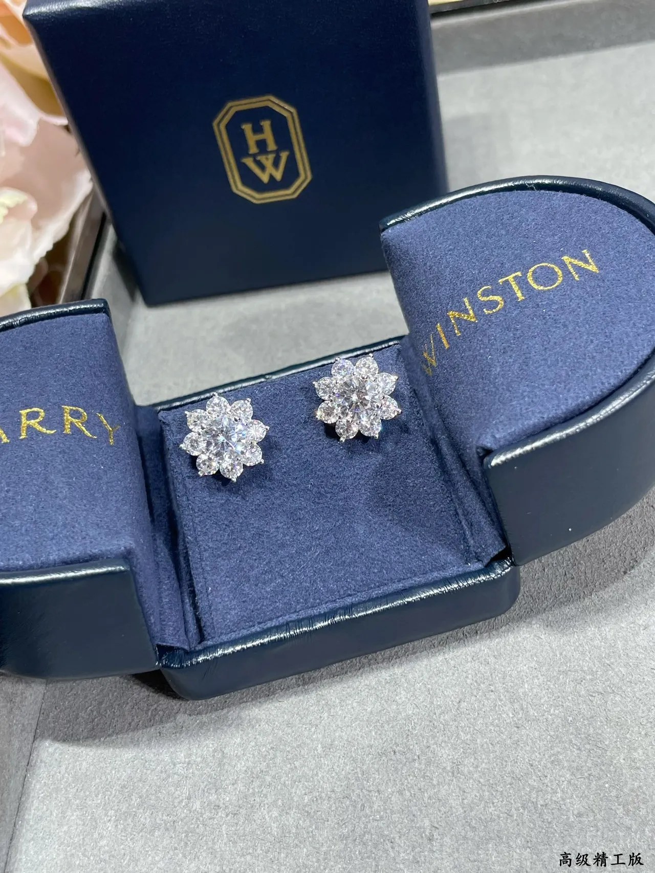 HW Floral Cluster Halo Stud Earrings 4