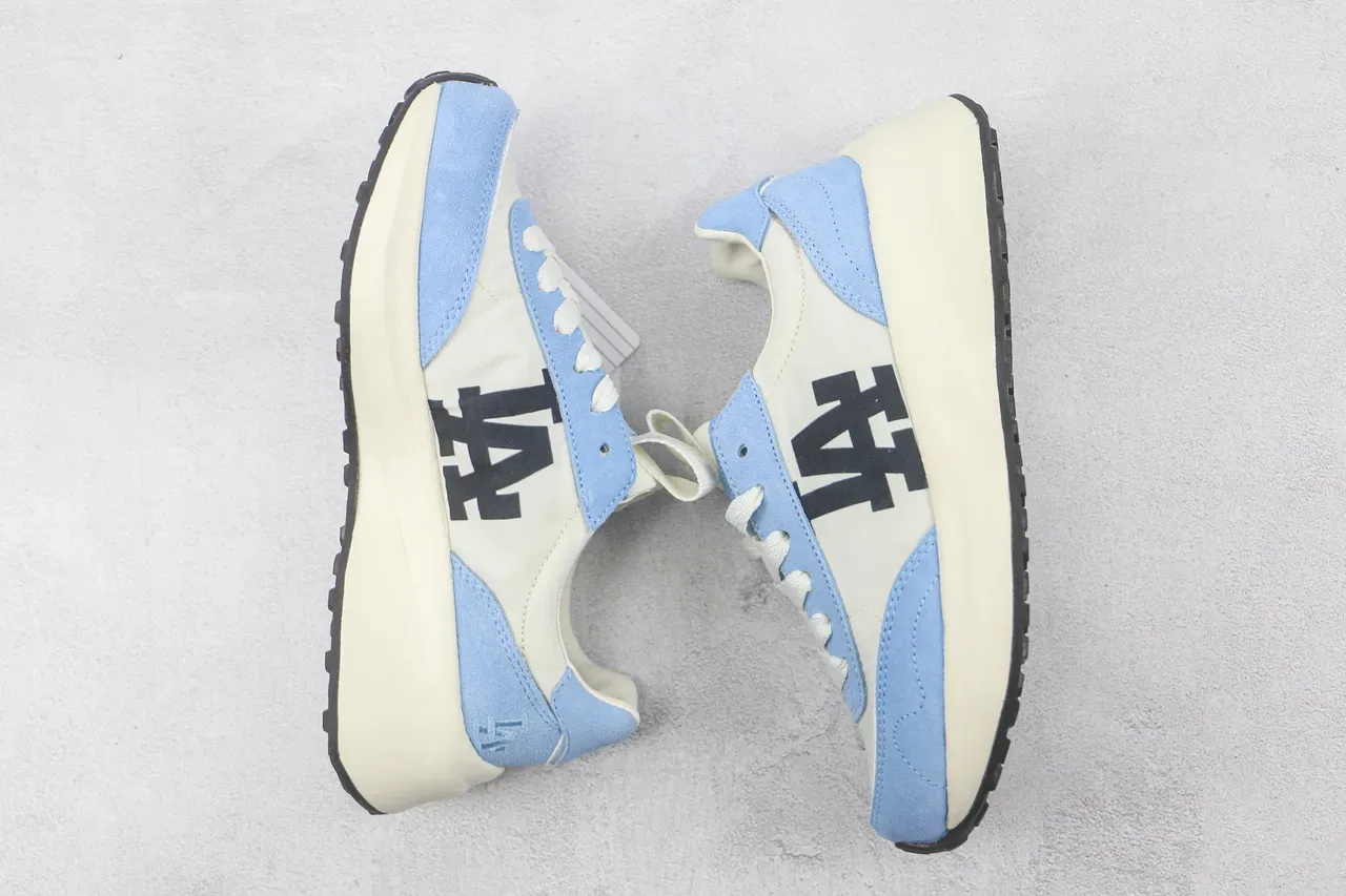 Light Blue and Cream LA Logo Retro Runner Sneaker 2