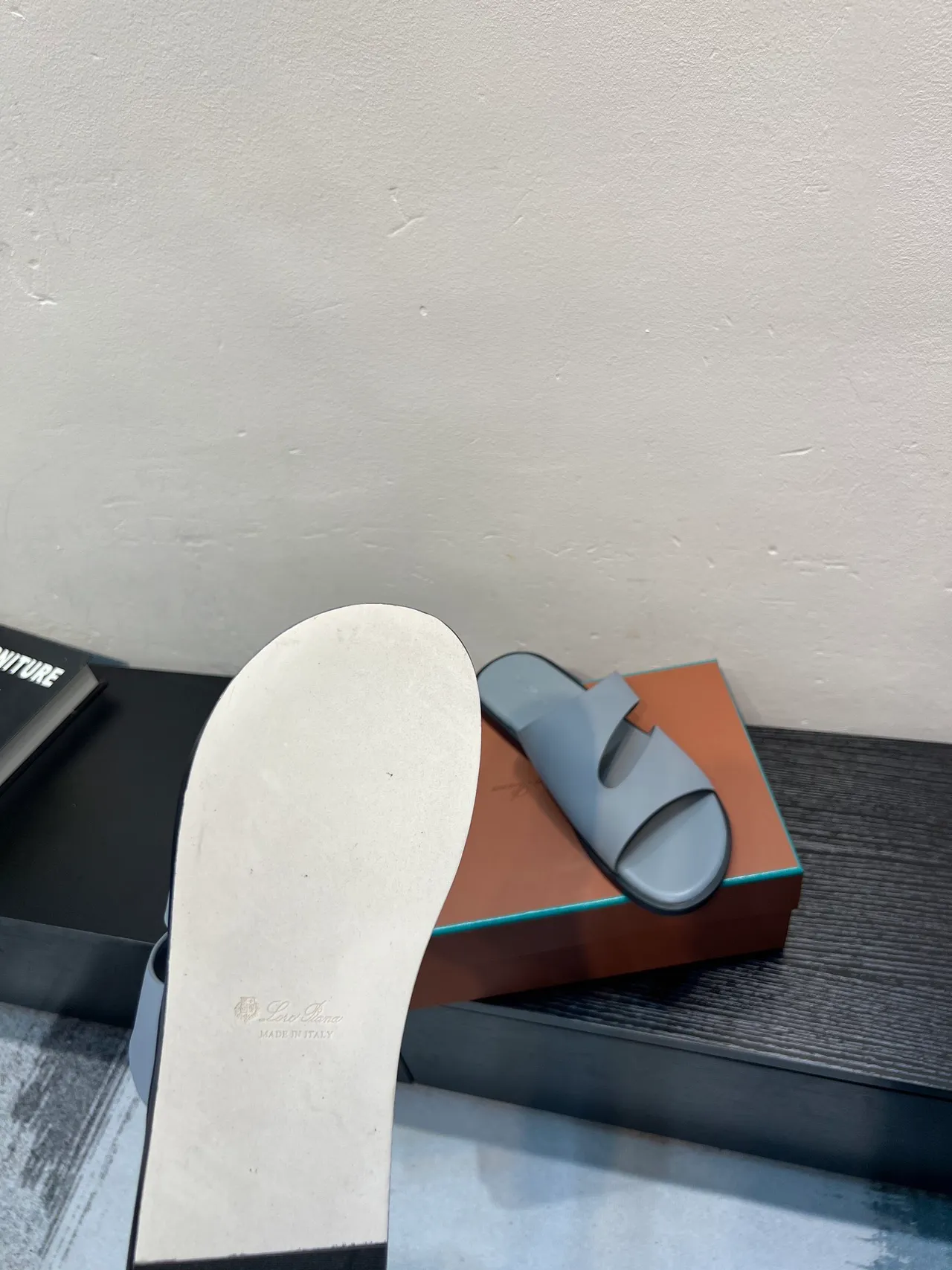 Light Gray Double-Strap Flat Slipper 9