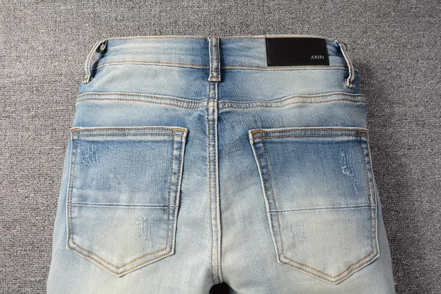 Light-Wash Distressed Star-Print Slim-Fit Jeans 6