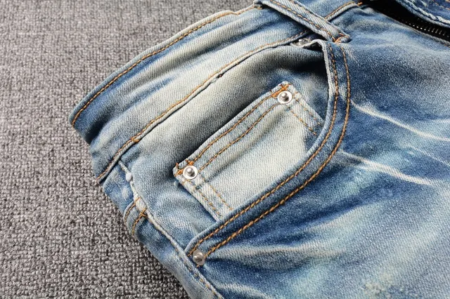 Light-Wash Distressed Star-Print Slim-Fit Jeans 10