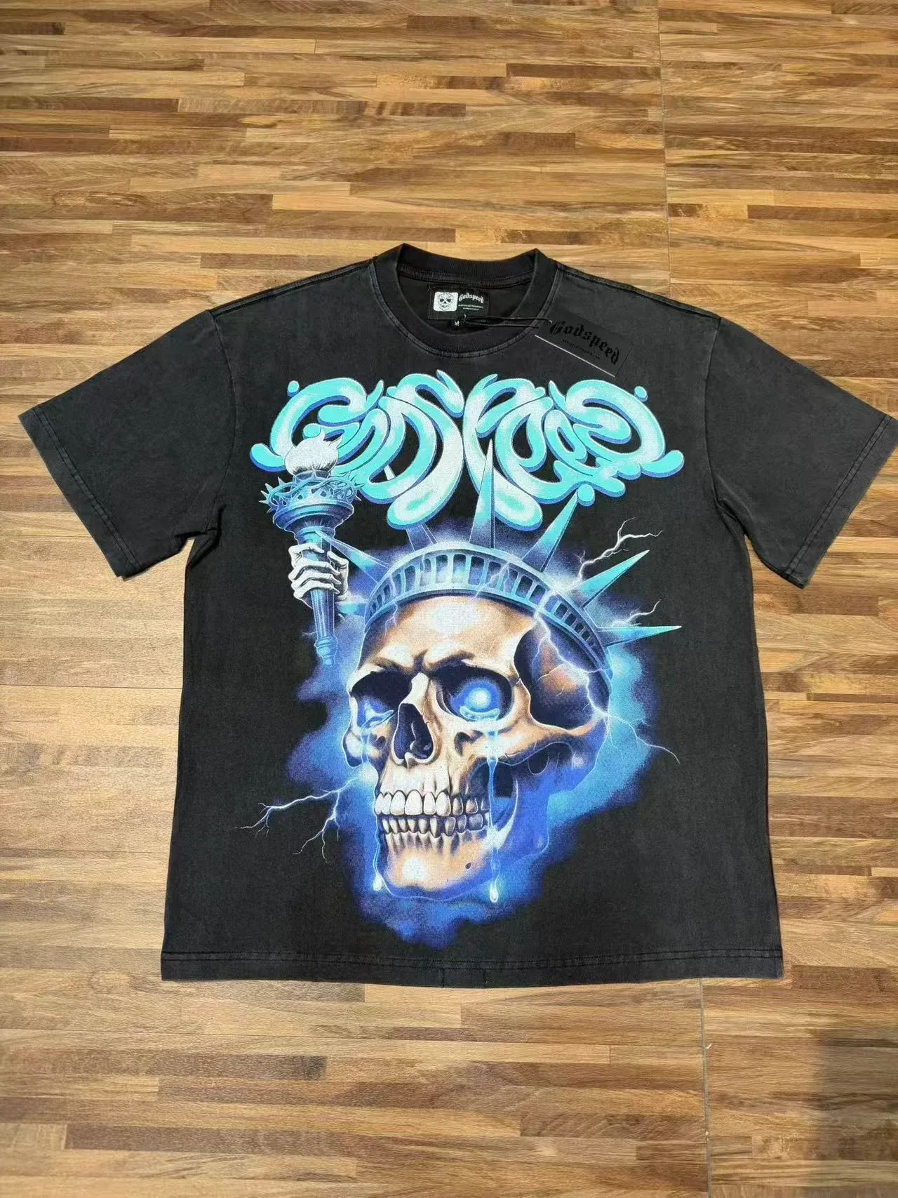 Madspeed Acid-Washed Black Graphic Oversized T-Shirt 2