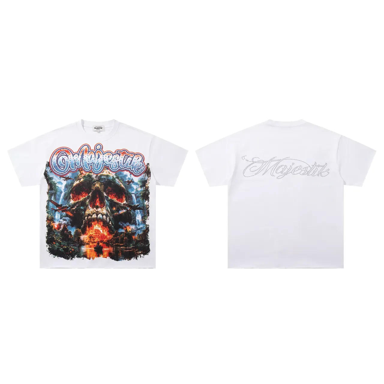 Majestik Skull Jungle Graphic Print T-Shirt 2