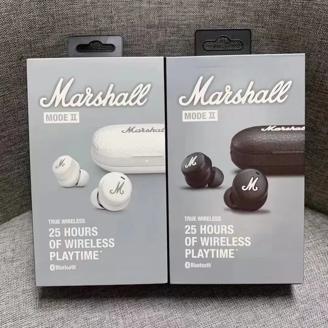 Marshall Mode II 白色黑色光泽面罩 M-Logo 面部 TWS 耳机 2