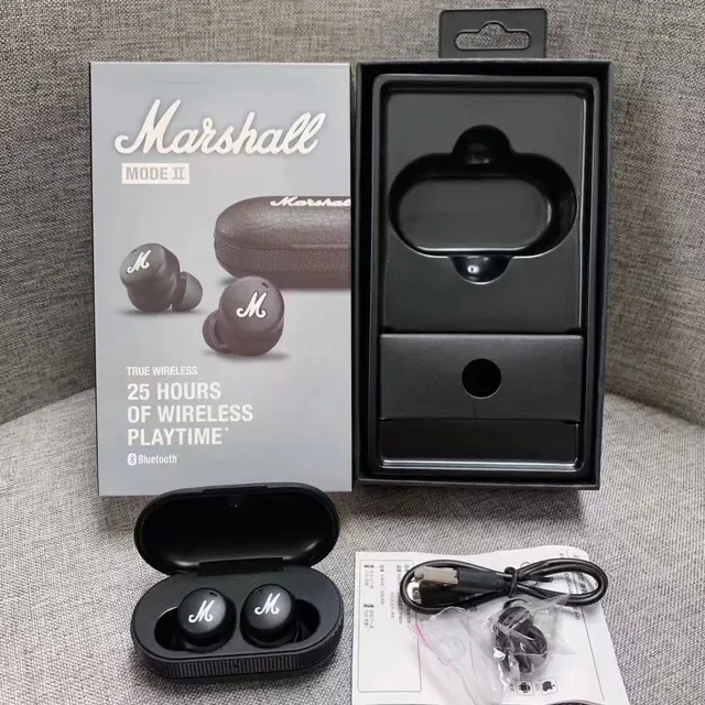 Marshall Mode II 白色黑色光泽面罩 M-Logo 面部 TWS 耳机 4
