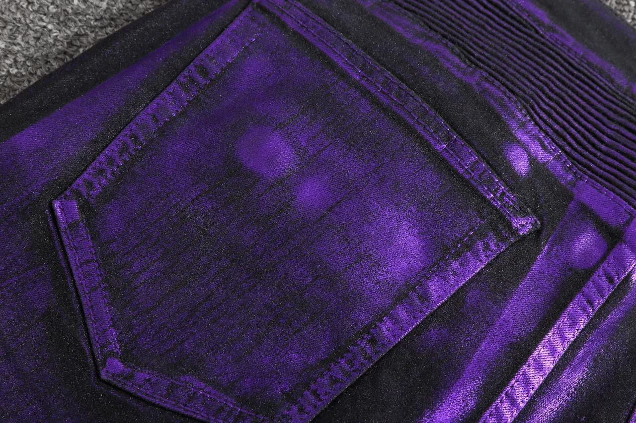 Short Moto Métallique Violet à Côtes 3